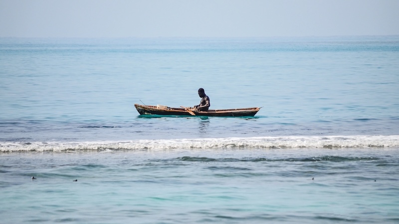 Man in a fishing boat