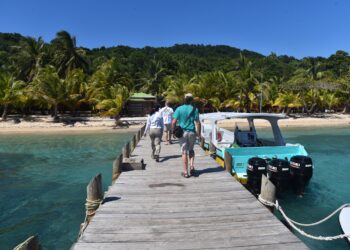 Project team on the dock, Honduras